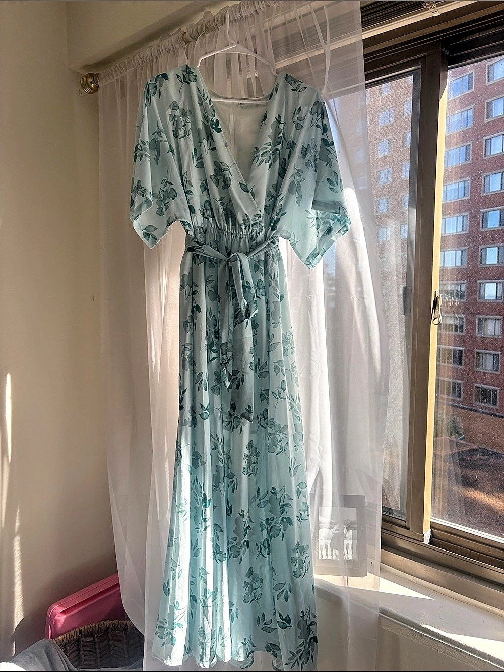 Floral Maxi Dress in Green & White